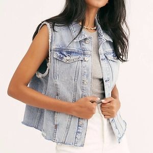 Free people Zoe denim Vest small s  2 4 6 faded